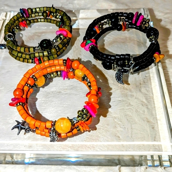 Set (4) BOHEMIAN Wrap Bracelet BOHO Beaded Handmade Charm Bracelets Jewelry - Picture 7 of 9